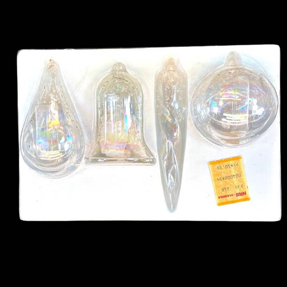 Vintage Silvestri Clear Glass Hand Blown Set 4 Christmas Ornaments - Picture 1 of 5